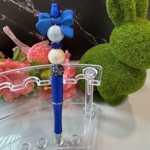 Beautiful Royal Blue Bow Beaded  Bling Pen -